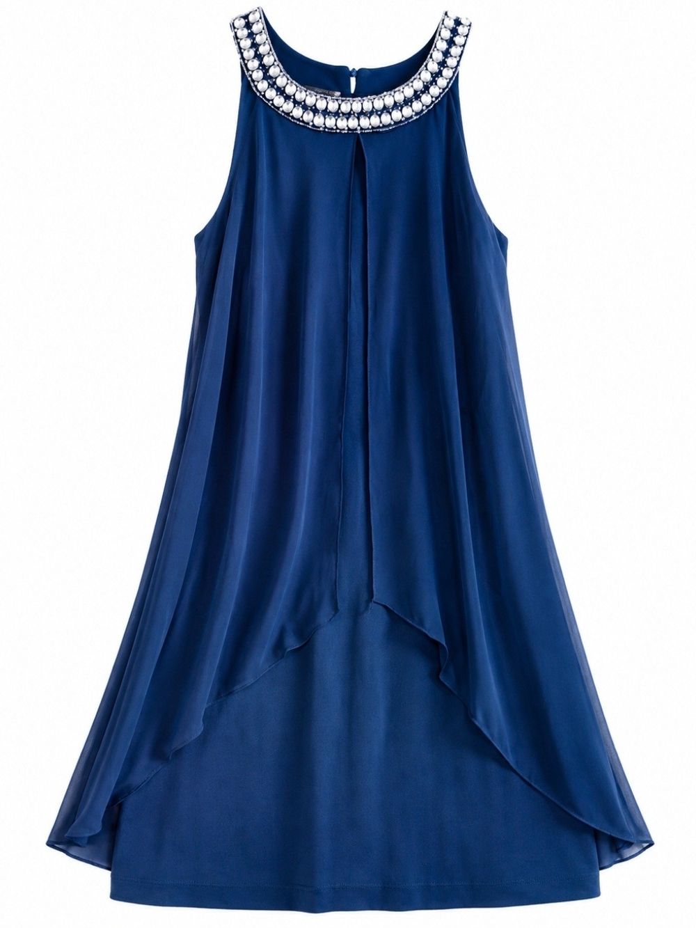 Ricki's Beaded Collar High-Low Navy Dress